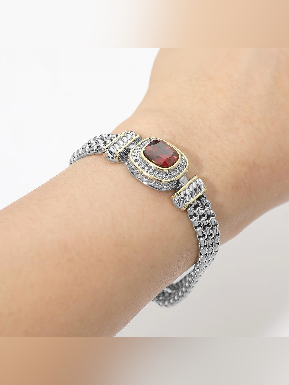 14K Gold Plated Square CZ Stone Magnetic Bracelet